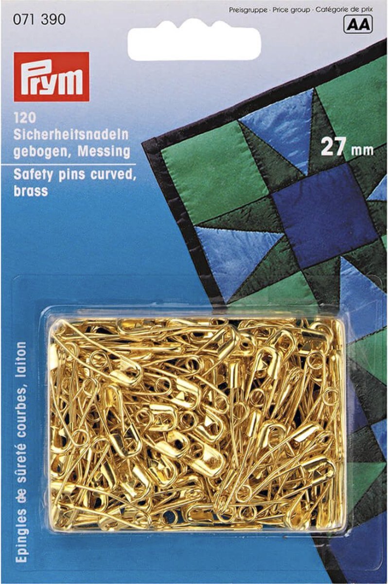 prym Veiligheidsspelden gebogen 27mm goud 120 stuks