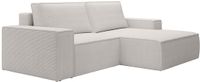 Vente-unique Kleine slaapbank met rechterhoek in beige ribfluweel AMELIA