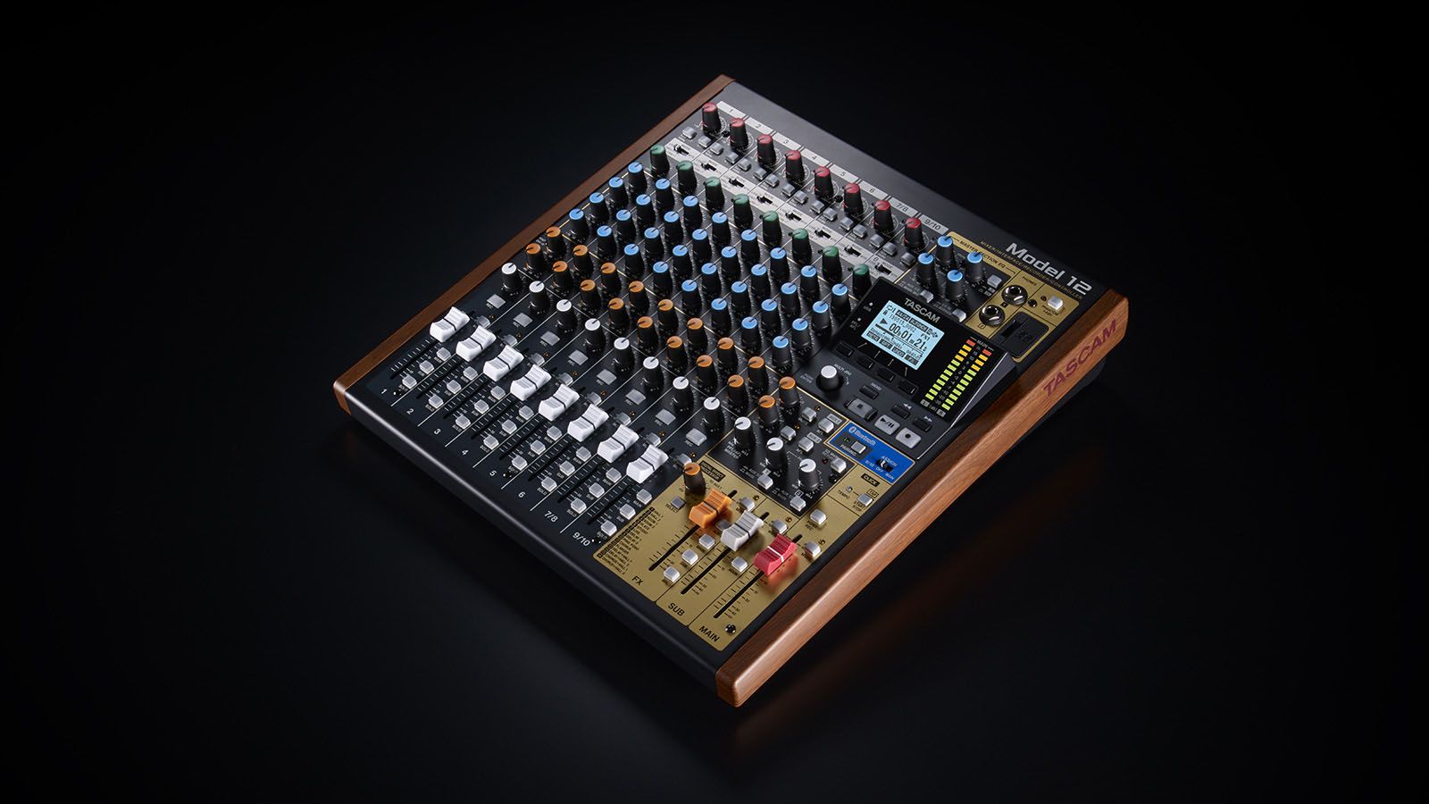 Tascam Model 12 - 12-kanaals mengpaneel - Zwart/Hout
