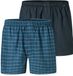 Schiesser Boxershorts set van 2 stuks geweven ruitjes blauw
