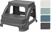 Koopman International Opstapkruk met 2 treden kunststof - Anti-slip - Stapelbaar - Grijs
