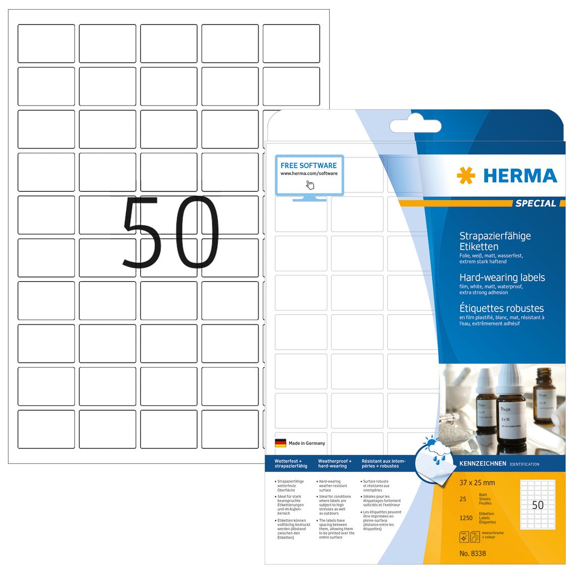 HERMA 8338 Printeretiketten - wit - laser-technologie