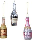 Merkloos / Sans marque IKO kersthangers/kerstornamenten - drank - 3x - glas - champagne en wijn