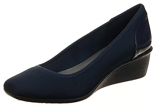 Anne Klein Sport Wisher Fabric Wedge Pump - Navy - 4 UK / 37 EU