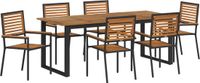 vidaXL Tuinset, 7-delig, zwart, massief acaciahout
