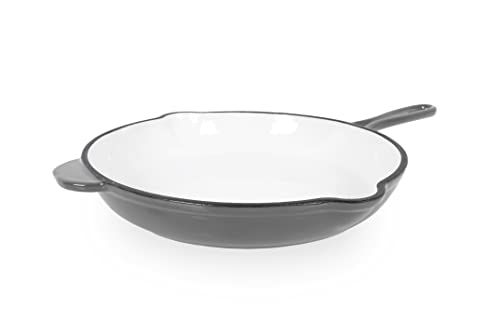 Echtwerk Gietijzeren braadpan met emaille coating - Ø 26,5 cm - Crème/Grijs