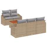 vidaXL Tuinbank - Set - 6 - st - Beige - en - Lichtgrijs - poly - rattan