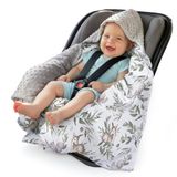 Inbaker Deken 100% katoen 85x85cm met capuchon knuffeldeken voor kinderwagen babyzitje universele dubbelzijdig babydeken buggy autostoel