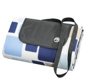 cilio Picknickdeken, weekend, blauw, fleece deken, 145 x 130 cm, waterafstotende onderkant, stranddeken met praktische draaggreep