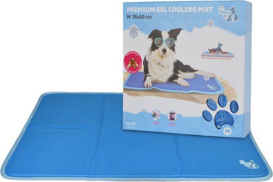 CoolPets Premium Koelmat Hond - M 75 x 50 cm - Anti-slip en Non-flow Coolgel - Blauw
