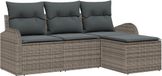 vidaXL Tuinbank Set Grijs Polyrattan