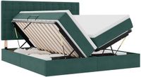 vidaXL - LED - opbergbed - met - matras - Donkergroen - 200 x 200 cm - Fluweel