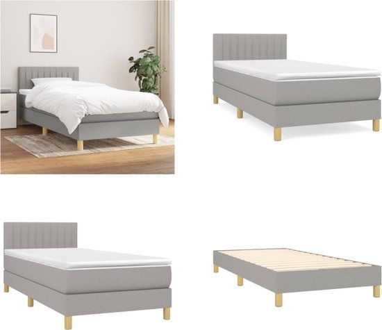 vidaXL Boxspring met matras stof lichtgrijs 100x200 cm