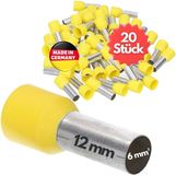 Kalitec 20 stuks AE612GESB adereindhulzen geïsoleerd 6,0 mm² 12 mm lang geel