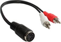 Alcasa AD-5B2CS tussenstuk voor kabels 2 x RCA 5-pin DIN Zwart, Rood, Wit