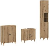 vidaXL 3-delige badkamerkast set ALKMAAR Artisanaal eiken Bewerkt hout