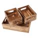 PHOENANCEE Houten opbergkratten met uitgesneden handgrepen, rechthoekige decoratieve houten opbergkubus/mand/bakken organizer voor feest, kantoor, slaapkamer, keuken, kast (3 stuks)