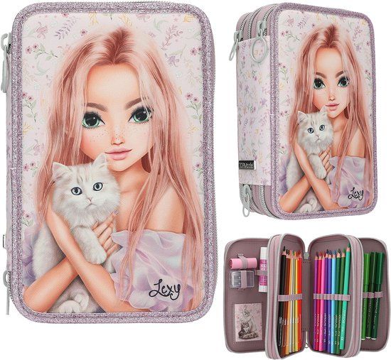 Depesche TOPModel 3-vaks etui BLOOMING KITTY Roze