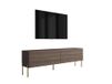 3xE living Meuble TV 170 cm, chêne Dunin, pieds droits dorés, 2 portes