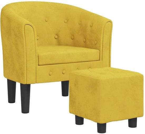 vidaXL Fauteuil Cabriolet met Voetenbank - Geel Fluweel