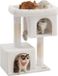 Songmics Feandrea Kattenkrabpaal, 101 cm, M kattenhuis, 2 kattengrotten, Sisalpalen, voor extra grote katten tot 20 kg, groot platform, crème wit, CLAWFY Collectie