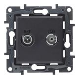 LEGRAND TV-R/SAT-stopcontact voor inbouwinstallatie, serie Niloé Step, antraciet, 398320