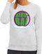 Bellatio Decorations Foute kersttrui kerstbal paars op grijze sweater voor dames - kersttruien XS