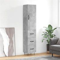 vidaXL Buffet Haut, Armoire avec Portes et Pieds, Meuble de Rangement, Organisateur de Salon Salle de Séjour, Moderne, Gris Béton Bois d'Ingénierie