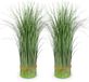 Ibenzoa® Set van 2 decoratieve kunstplanten met realistisch gras en paarse accenten, 41 cm hoog