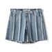 Sofie Schnoor Regular Waist Gestreepte Short Light Blue Denim