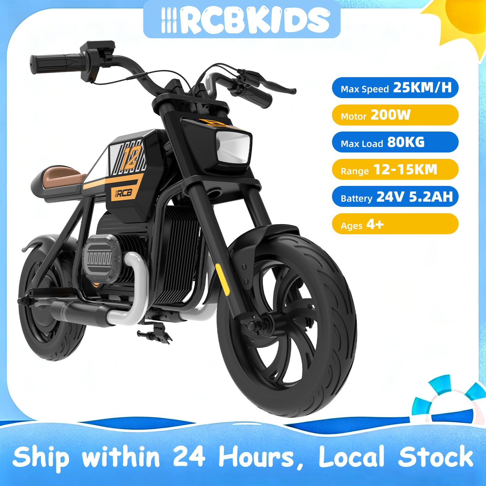 RCB KIDS 200W 24V Elektrische Motorfiets voor Kinderen