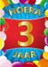 Bellatio Decorations Verjaardag deurposter - 3 jaar - multi - 59 x 43 cm