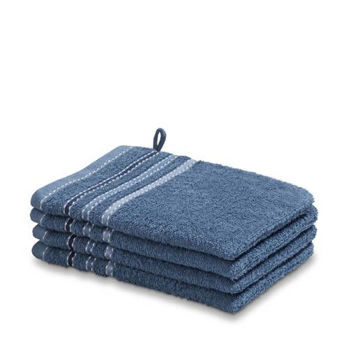 Vandyck Washand Set (4 stuks) - 16x22 cm - Katoen - Blauw