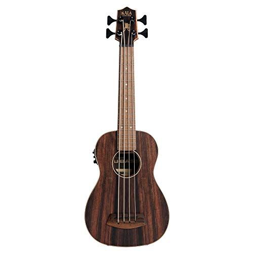 KALA U-Bass Gestreepte Ebony, Fretted, Metal Ronde Wound Strings, met Deluxe Bag