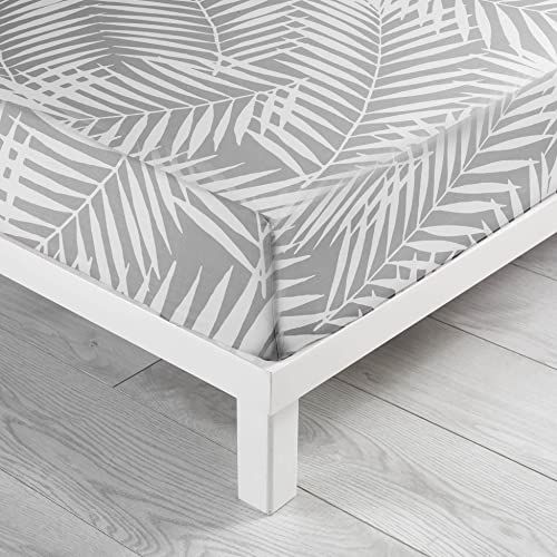 douceur d'intérieur Fitted Sheet (160 x 200 cm), Botania, Grey, 100% Cotton