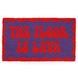 Fisura Deurmat voor de entree "Floor is Lava" van kokosvezel met antislip onderkant van pvc, deurmat voor binnen, paars en rood, handbeschilderd, tapijt voor de entree met grappige vorm, 70 x 40 cm