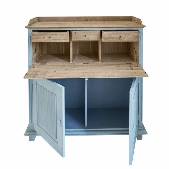 LOBERON Secretaire Marignelle antiekblauw/bruin