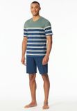 Schiesser Heren shortama - Beige streep - 56 - Groen