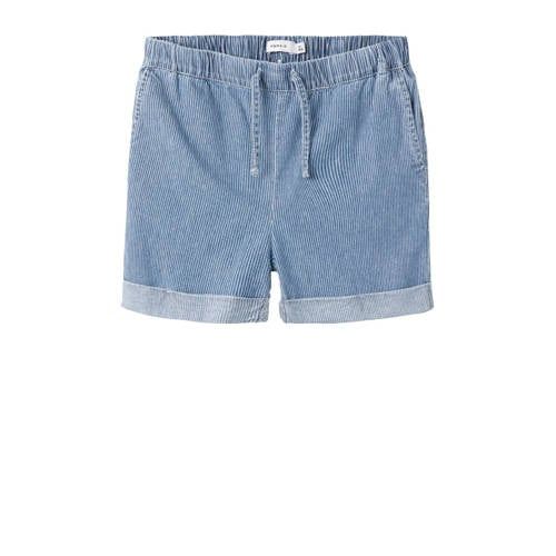 NAME IT KIDS gestreepte wide leg short NKFBELLA medium blue denim