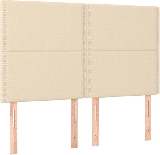 vidaXL Hoofdbord crème stof 144x5x118/128 cm