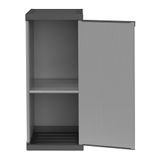 mongardi W2016 Kast van hars van pvc en PP, 1 deur, 1 plank, eenvoudige montage, modulair systeem, robuust, geschikt voor binnen en buiten, 34 x 40 x 85 cm (l x d x h), zwart en grijs, uniek