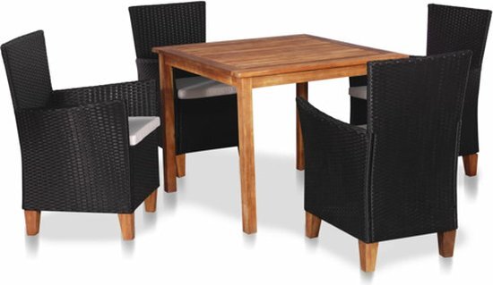 vidaXL 5-delige Tuinset poly rattan zwart en bruin