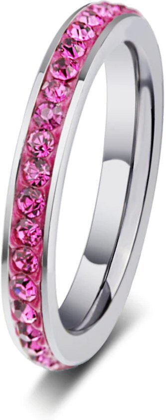 Amanto Ring Erien Pink - Dames - 316 Staal PVD - Zirkonia - 4 mm - maat 60 - 19 mm