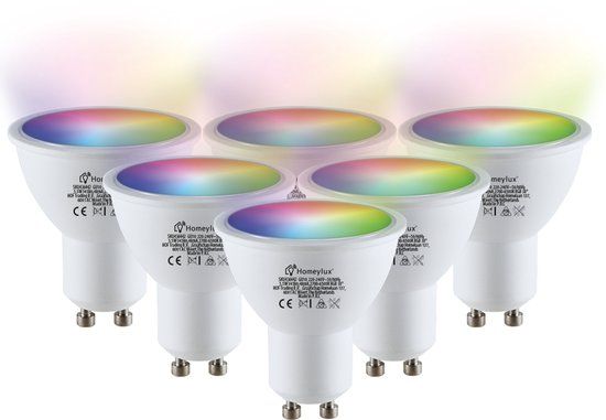 HOFTRONIC SMART Homeylux® GU10 SMART Wifi LED Lamp 6 Stuks - RGBWW 5.5 Watt 345lm 38° Dimbaar