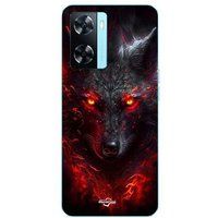 Maniacase Hoesje Oppo A57 4G zwart wolf rood licht