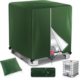 Merkloos housse pour réservoir d'eau IBC/tonneau de pluie – couverture verte 420D avec fermeture éclair - 1000L (275 gallon) - imperméable et résistant aux UV – aide contre les algues – pour usage extérieur