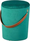 Interlink SAS Papaua Hocker Groen - Emmervormig - Fluweel - Hout - 35x35x45 cm