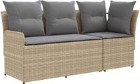 vidaXL Tuinstoel met Armleuning en Hoekbank, PE Riet, Beige en Lichtgrijs