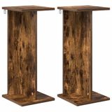 vidaXL Plantenstandaard 2 st gerookt eiken 25 x 25,5 x 60,5 cm