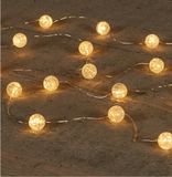 Anna's Collection LED Lichtslingers/lichtsnoeren - 2x - 20 led bolletjes - 200 cm - wit - batterij